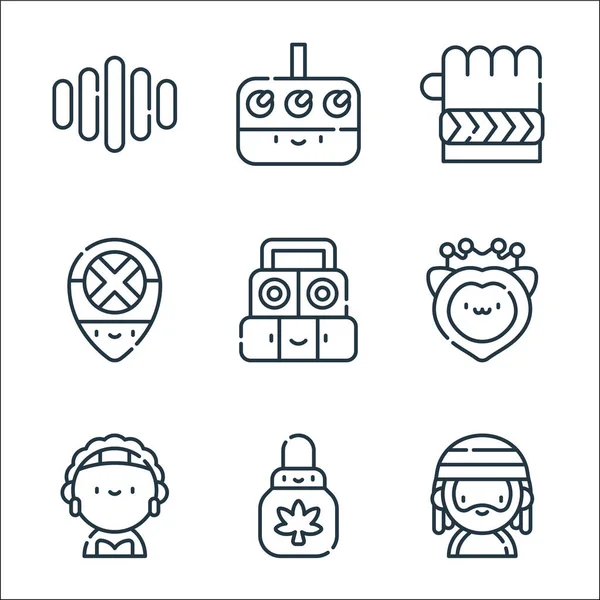 Reggae Line Icons Linear Set Quality Vector Line Set Reggae — Stock Vector