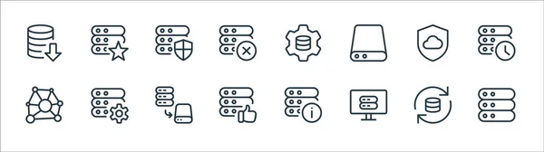 Iconos Línea Servidor Oficina Trabajo Conjunto Lineal Conjunto Línea Vectorial — Vector de stock