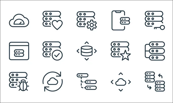 Work Office Server Line Icons Linear Set Quality Vector Line — Stock Vector