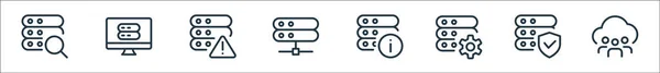 work office server line icons. linear set. quality vector line set such as sha folder, secure, setting, info, connected, error, data
