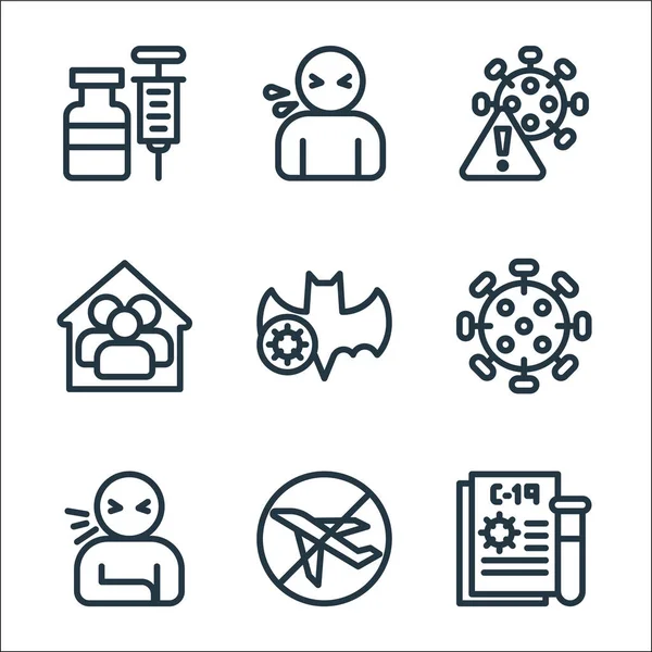 Flat Covid Line Icons Linear Set Quality Vector Line Set — Stock Vector