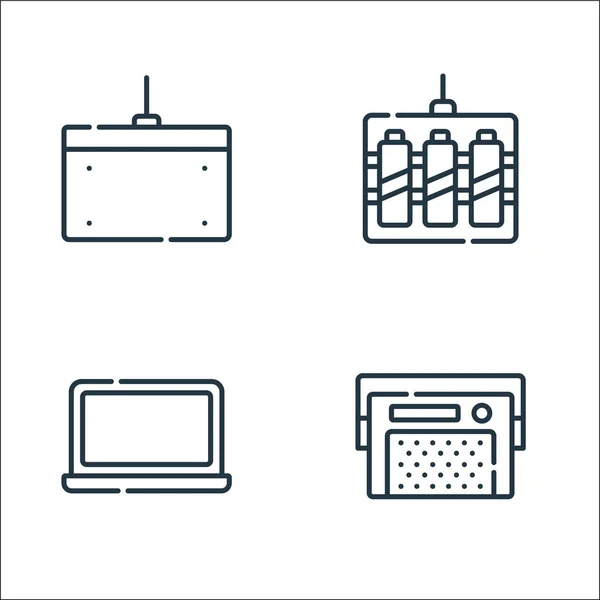 Elektronik Hat Simgeleri Doğrusal Küme Radyo Dizüstü Bilgisayar Gibi Kalite — Stok Vektör