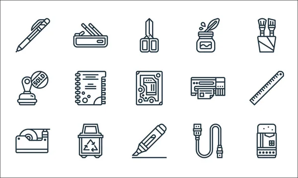 Stationery Line Icons Linear Set Quality Vector Line Set Eraser — Stock Vector