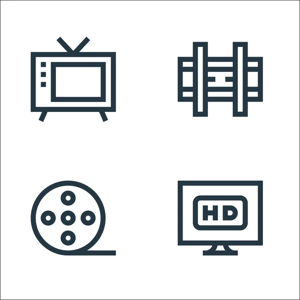 Iconos Línea Televisión Conjunto Lineal Conjunto Línea Vectores Calidad Como — Vector de stock