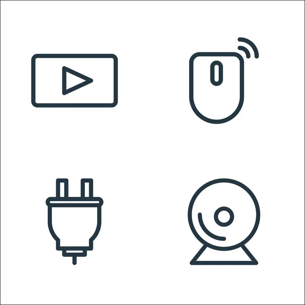 Iconos Línea Tecnología Conjunto Lineal Conjunto Línea Vectorial Calidad Como — Vector de stock