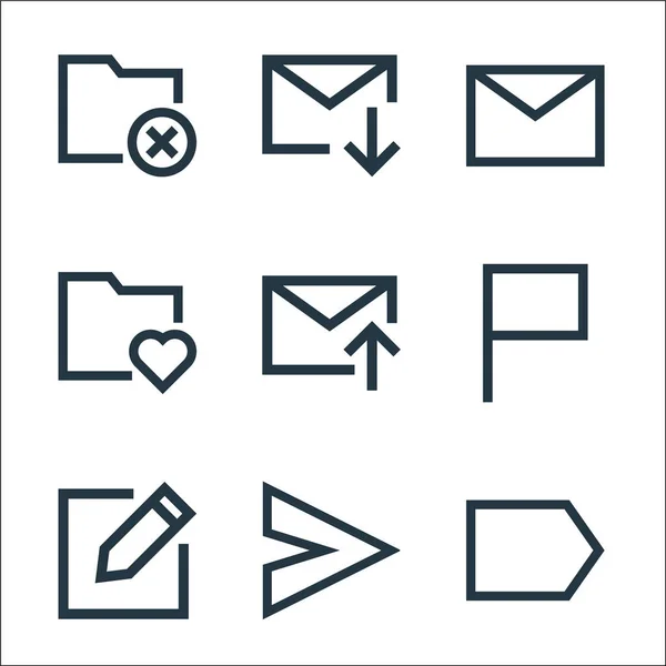 Mail Zeile Symbole Lineares Set Qualitätsvektorzeilenset Wie Rechts Senden Schreiben — Stockvektor