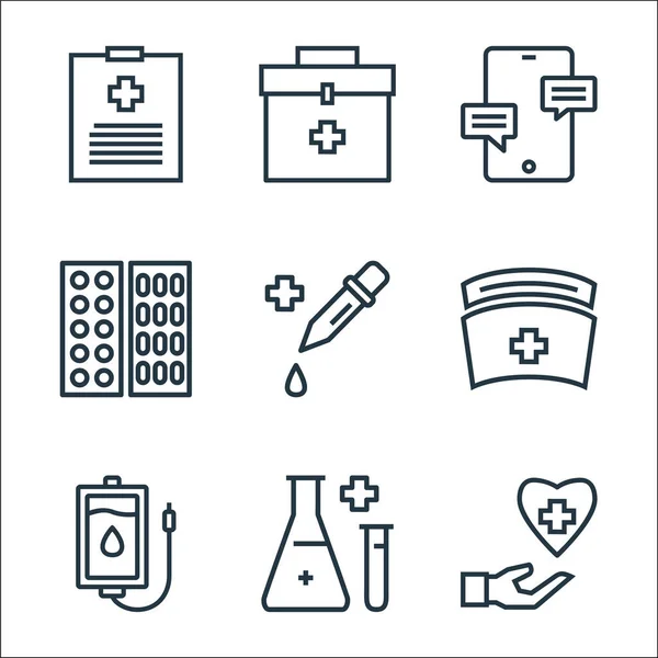 Iconos Línea Hospital Conjunto Lineal Conjunto Línea Vectorial Calidad Como — Archivo Imágenes Vectoriales