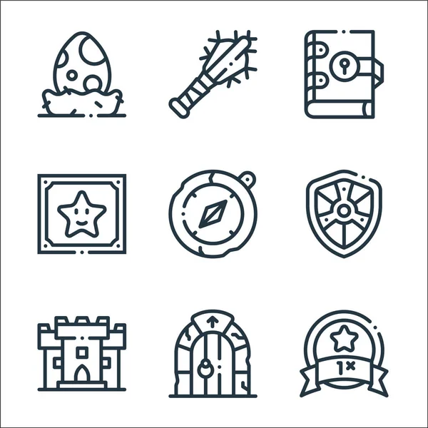 Videogame Elements Line Icons Linear Set Quality Vector Line Set — Stock Vector