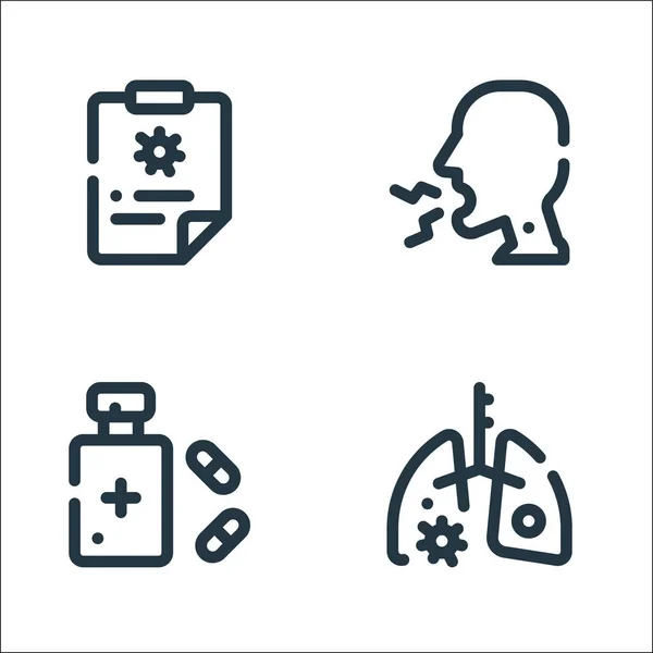 Línea Infección Por Virus Iconos Conjunto Lineal Conjunto Línea Vectorial — Vector de stock