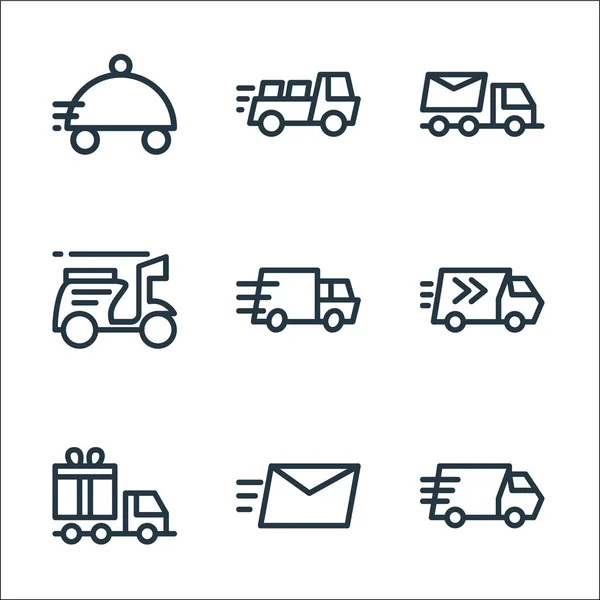 Delivery Line Icons Linear Set Quality Vector Line Set Truck — Stock Vector