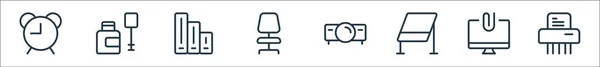 Iconos Línea Suministro Oficina Trabajo Conjunto Lineal Conjunto Línea Vectores — Vector de stock