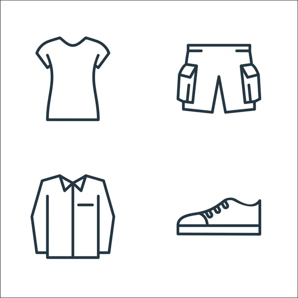 Garderobenzeile Symbole Lineares Set Qualitätsvektorlinienset Wie Schuh Uniform Hose — Stockvektor
