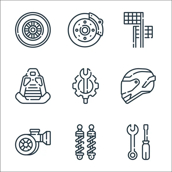 Auto Racing Line Icons Linear Set Quality Vector Line Set — Stock Vector