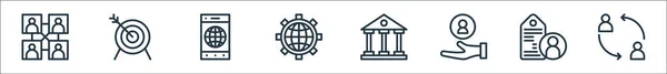 Ikony Linii Biznesowych Zestaw Liniowy Zestaw Linii Wektorowych Jakości Takich — Wektor stockowy