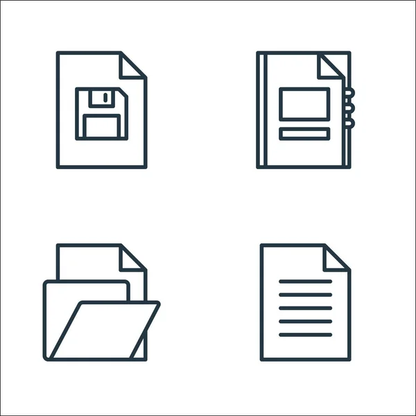 Datei Und Dokumentenumrisse Symbole Lineares Set Qualitätsvektorzeilenset Wie Dokument Ordner — Stockvektor