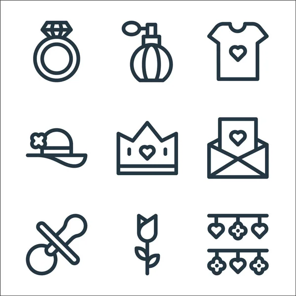 Mothers Day Line Icons Linear Set Quality Vector Line Set — Stock Vector