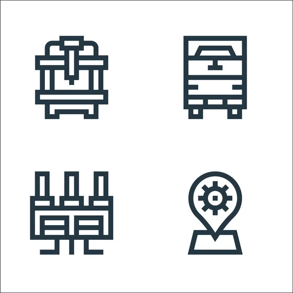 Línea Fabricación Iconos Conjunto Lineal Conjunto Línea Vectores Calidad Como — Vector de stock