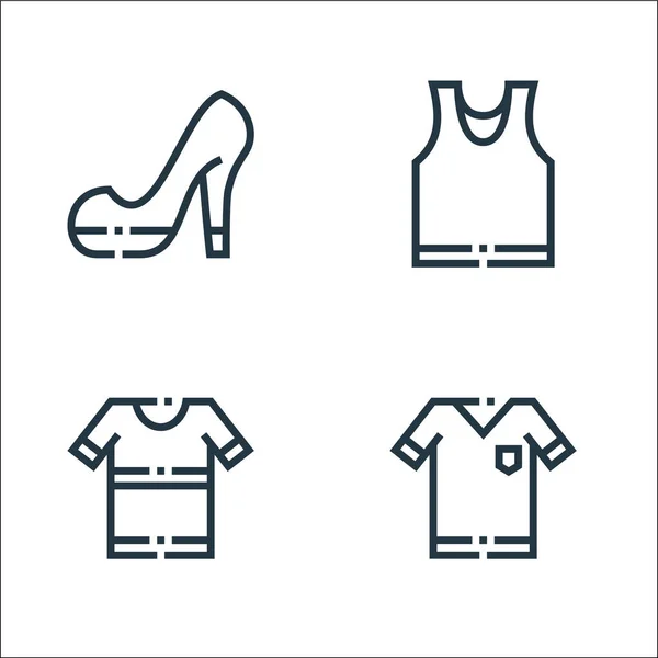 Kıyafetler Giysi Çizgisi Simgeleri Doğrusal Küme Shirt Shirt Çamaşırı Gibi — Stok Vektör
