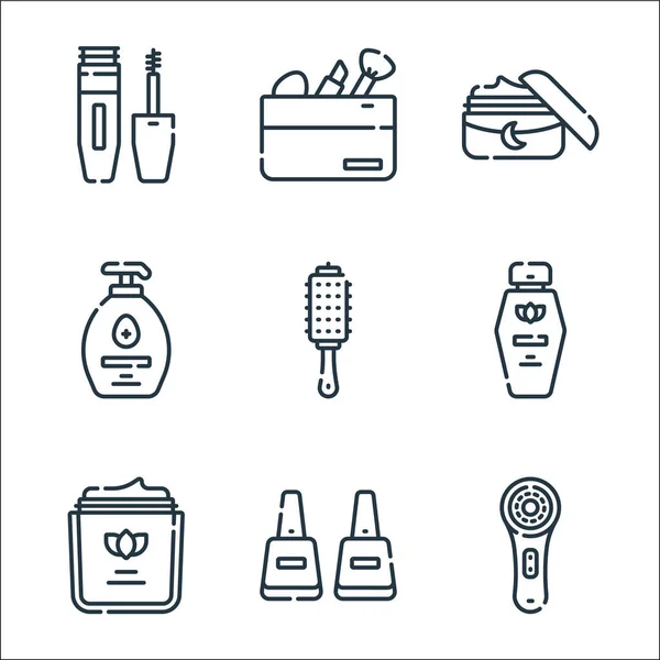 Beauty Line Icons Linear Set Quality Vector Line Set Face — Stock Vector