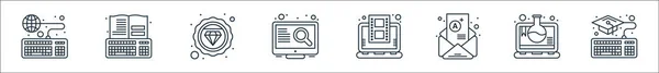 Online Learning Line Icons Linear Set Quality Vector Line Set — Stock Vector