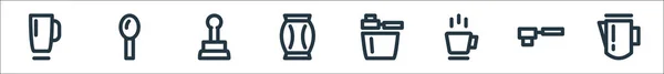 Kaffeelinie Symbole Lineares Set Qualität Vektor Line Set Wie Milchkanne — Stockvektor