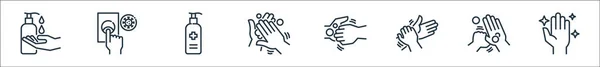 Hand Washing Line Icons Linear Set Quality Vector Line Set — Stock Vector