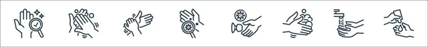 Иконки Линии Ручной Стирки Линейное Множество Набор Векторных Линий Качества — стоковый вектор