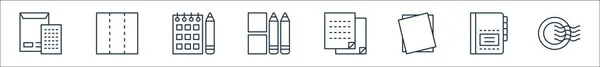 Briefpapier Linie Symbole Lineares Set Qualitätsvektorzeilenset Wie Luftpost Agenda Papier — Stockvektor