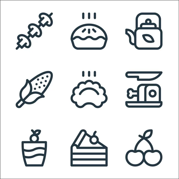 Gastronomy Line Icons Linear Set Quality Vector Line Set Cherry — Stock Vector