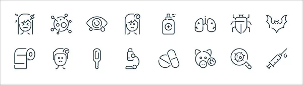 Virus Transmission Line Icons Linear Set Quality Vector Line Set — Stock Vector