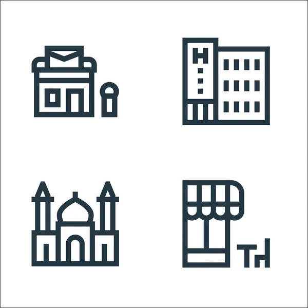 Urban Building Line Icons Linear Set Quality Vector Line Set — Stock Vector