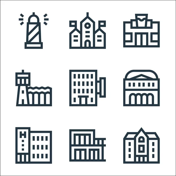Symbole Für Städtische Baulinien Lineares Set Qualitätsvektorleitungssatz Wie Villa Chalet — Stockvektor