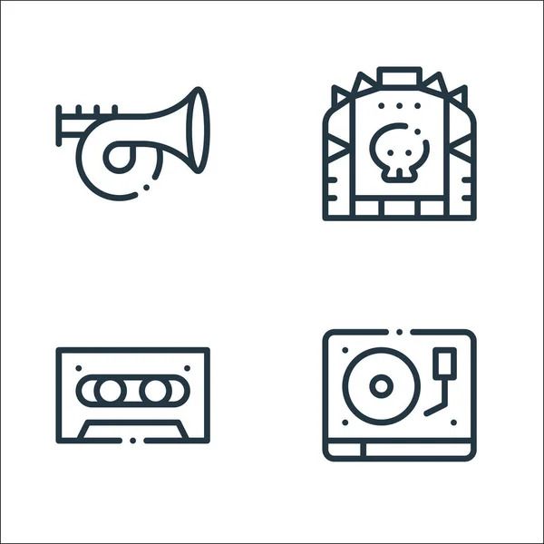 Iconos Rock Roll Line Conjunto Lineal Conjunto Línea Vectores Calidad — Vector de stock