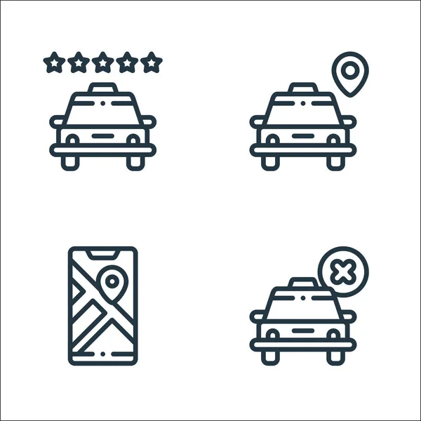 Iconos Línea Servicio Taxi Conjunto Lineal Conjunto Línea Vectorial Calidad — Vector de stock