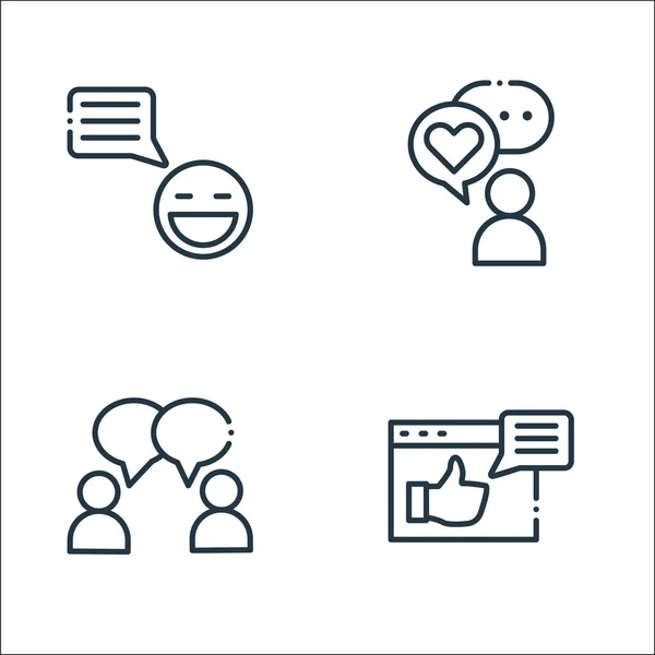 Iconos Línea Chat Comunicación Conjunto Lineal Conjunto Línea Vectorial Calidad — Vector de stock