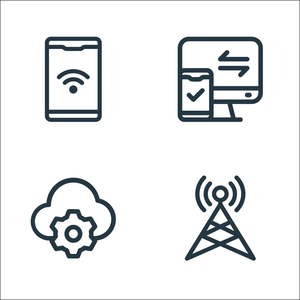 Network Line Icons Linear Set Quality Vector Line Set Antenna — Stock Vector