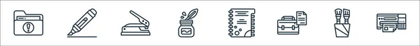 Briefpapier Linie Symbole Lineares Set Qualitätsvektorzeilen Set Wie Drucker Pinsel — Stockvektor