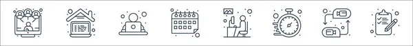 Home Line Symbole Lineares Set Qualitätsvektorzeilenset Wie Checkliste Uhr Arbeiten — Stockvektor