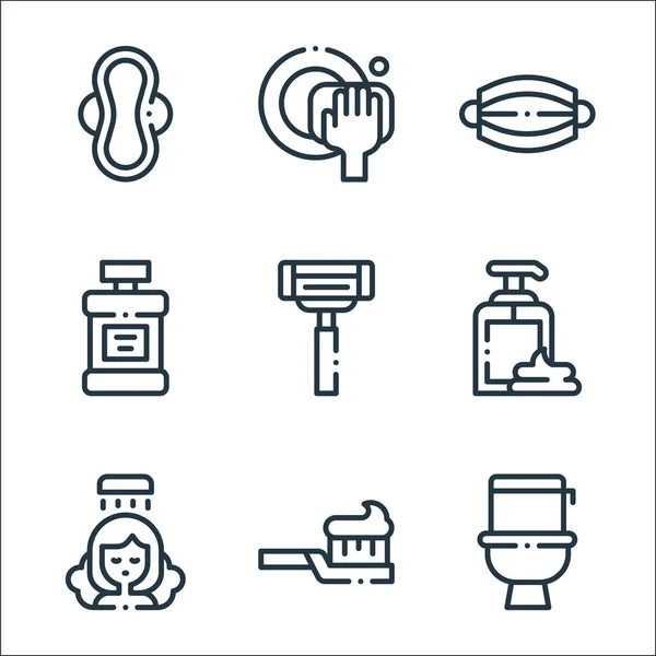 Hygiene Routine Line Icons Linear Set Quality Vector Line Set — Stock Vector