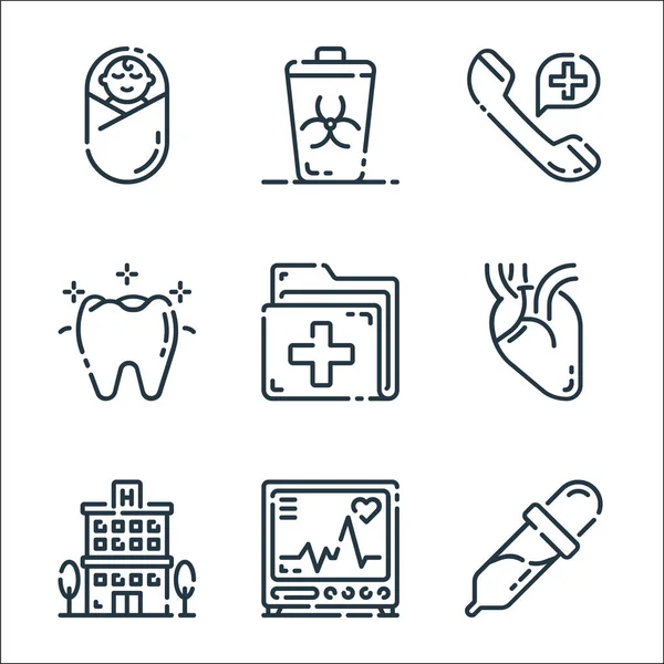 Medical Line Icons Linear Set Quality Vector Line Set Dropper — Stock Vector