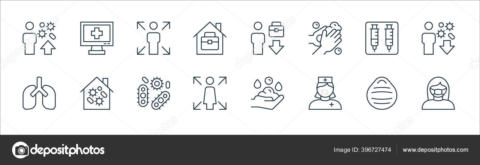 Download Virus Line Icons Linear Set Quality Vector Line Set Face Vector Image By C Awesomegroup Vector Stock 396727474
