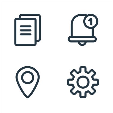 Evet çizgi simgeleri. Doğrusal küme. ayarlar, yer tutucu, bildirim gibi kalite vektör çizgisi kümesi