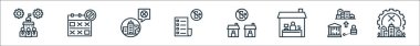 Kilitleme çizgisi simgeleri. Doğrusal küme. Kalite vektör çizgisi kapatma, hapishane, ev ofisi, karantina, kural, kapatma, nokta gibi