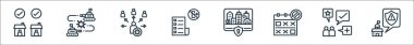 Kilitleme çizgisi simgeleri. Doğrusal küme. Politika, temel, dönem, kapanış, kural, hastalık, savaş gibi kalite vektör çizgisi