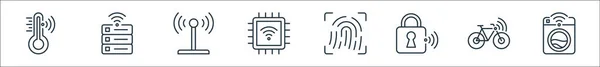 Internet Las Cosas Línea Iconos Conjunto Lineal Conjunto Línea Vectores — Archivo Imágenes Vectoriales