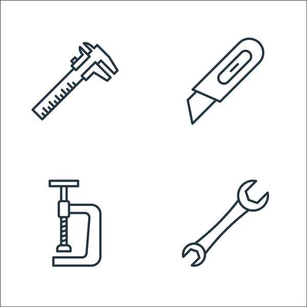 Carpentry Line Icons Linear Set Quality Vector Line Set Spanner — Stock Vector