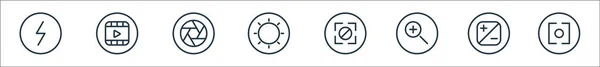 Иконки Линии Камеры Линейное Множество Набор Векторных Линий Качества Таких — стоковый вектор