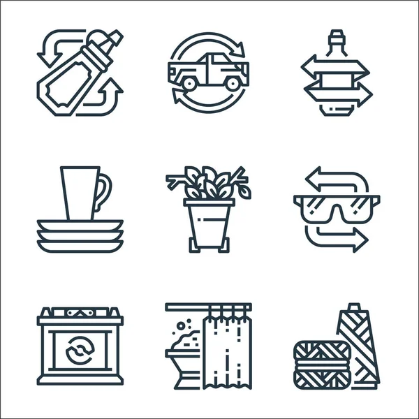 Recycling Line Icons Linear Set Quality Vector Line Set Textiles — Stock Vector