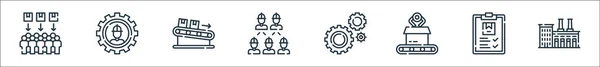 Mass Production Line Icons Linear Set Quality Vector Line Set — Stock Vector