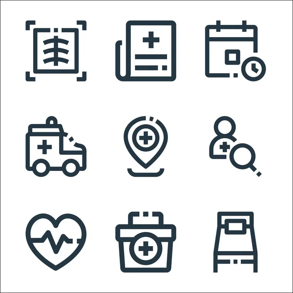 Medical Kit Line Icons Linear Set Quality Vector Line Set — Stock Vector